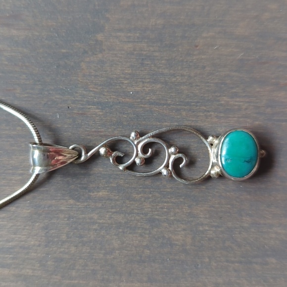 Sterling Silver and Turquoise Pendant - Picture 3 of 6